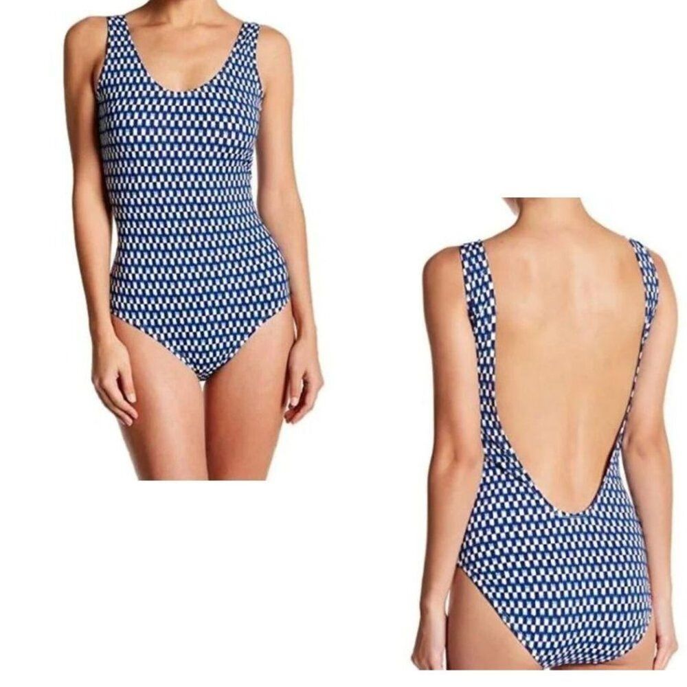 New Tart Geometric Racer Open Back Backless Swimsuit Size L